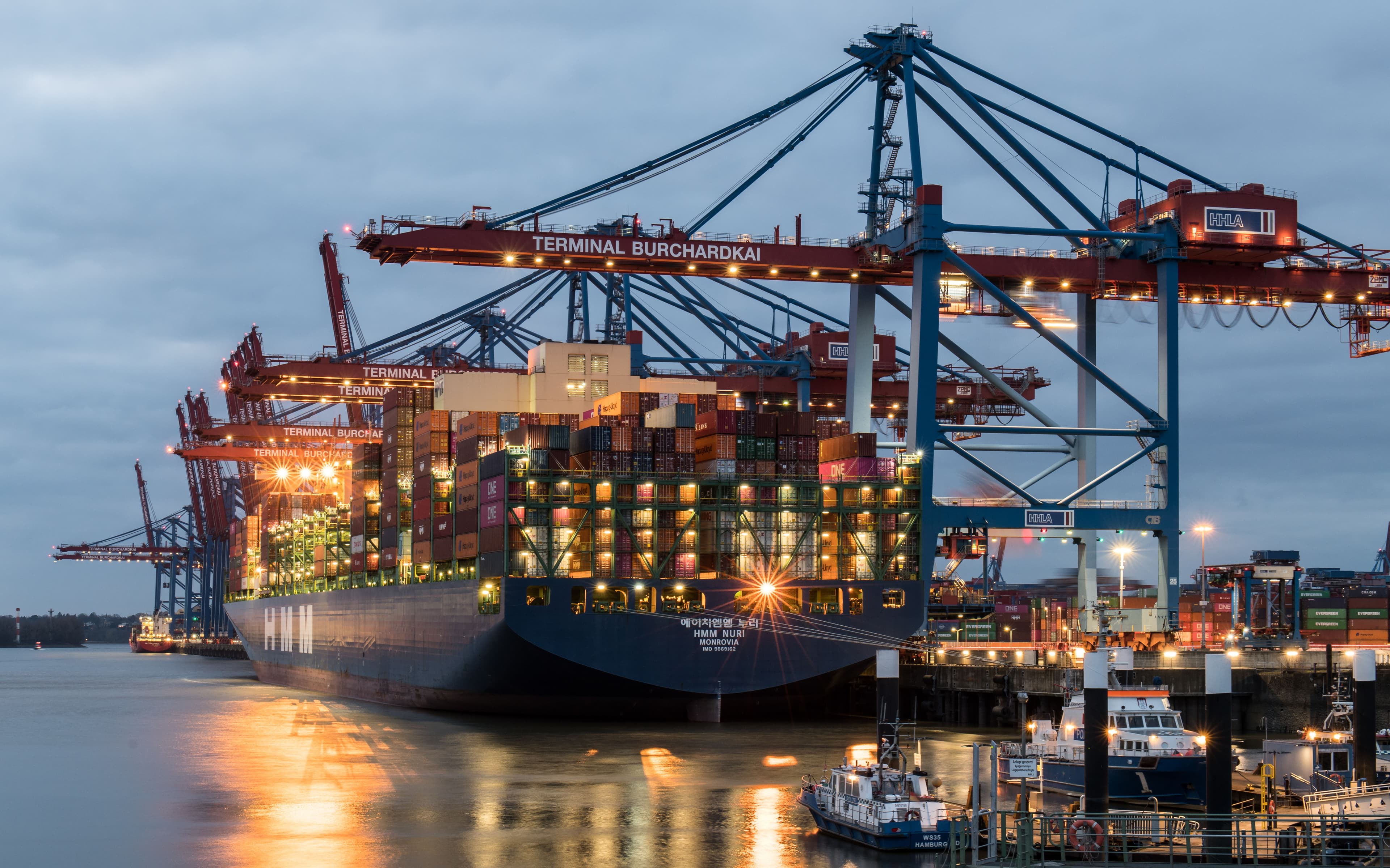 Container ship at port